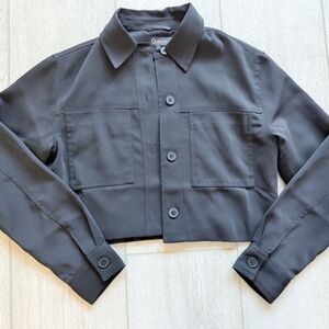 Quince Stretch Crepe Cropped Jacket Black Size Small